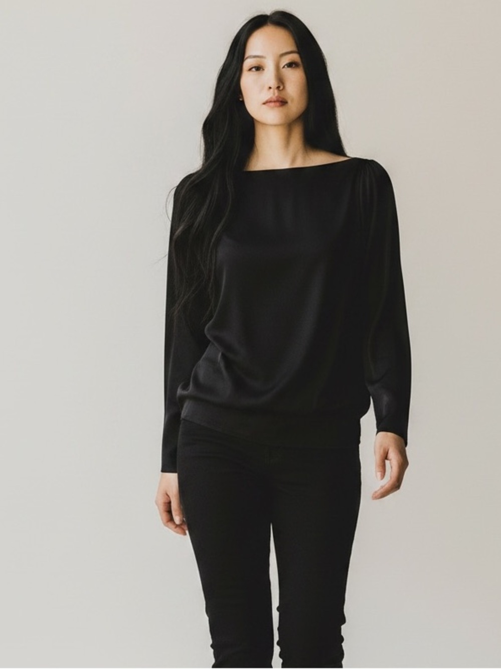 WORTH NEW YORK Women's Boatneck Stretchy Silk Blouse Size P designer flowy top